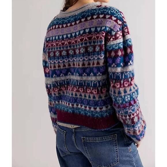 NEW FREE PEOPLE favorite things crewneck sweater in frosted wine - Picture 3 of 4